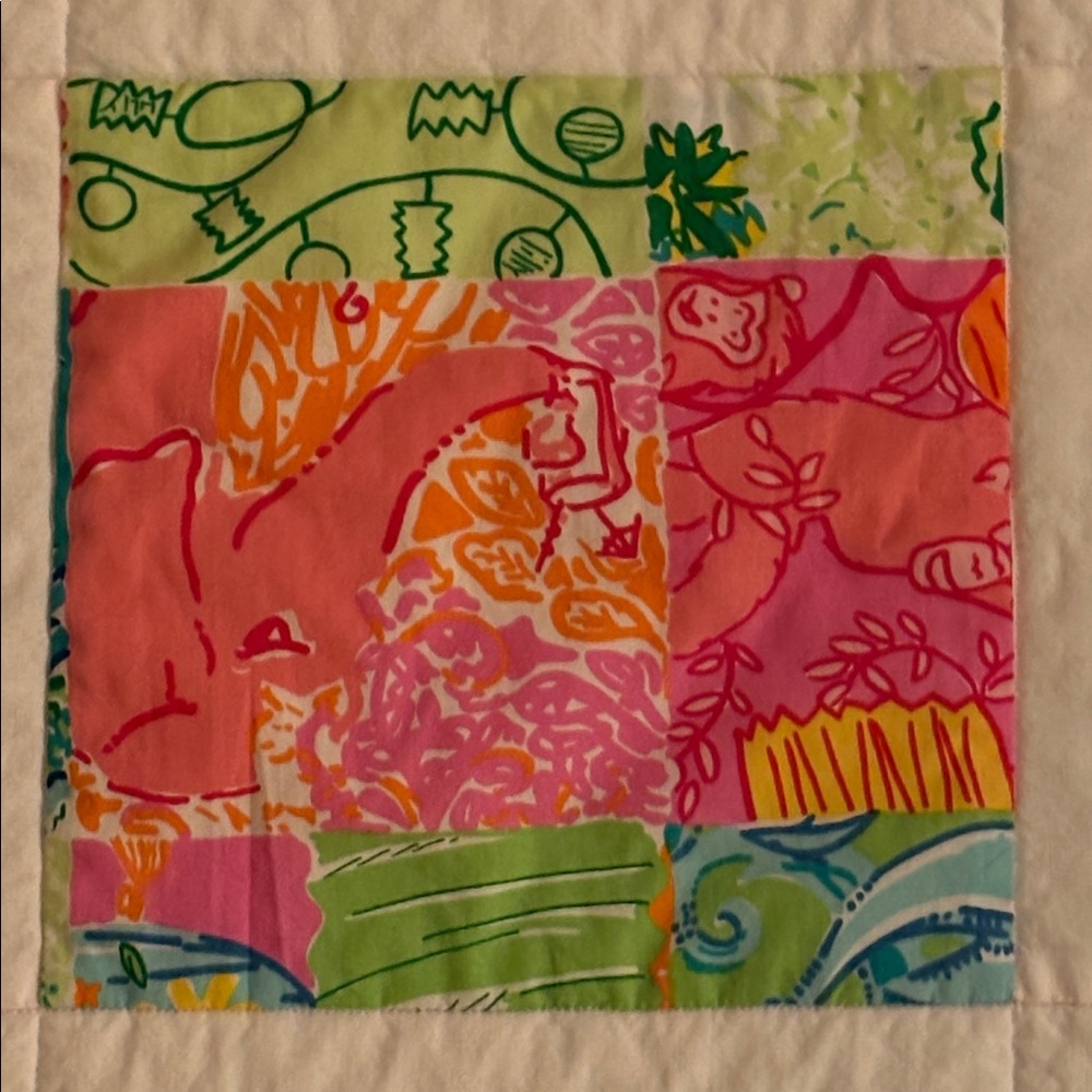 Lilly Pulitzer Fabric Hand Made Baby Quilt Or Wall Hanging - Picture 3 of 8